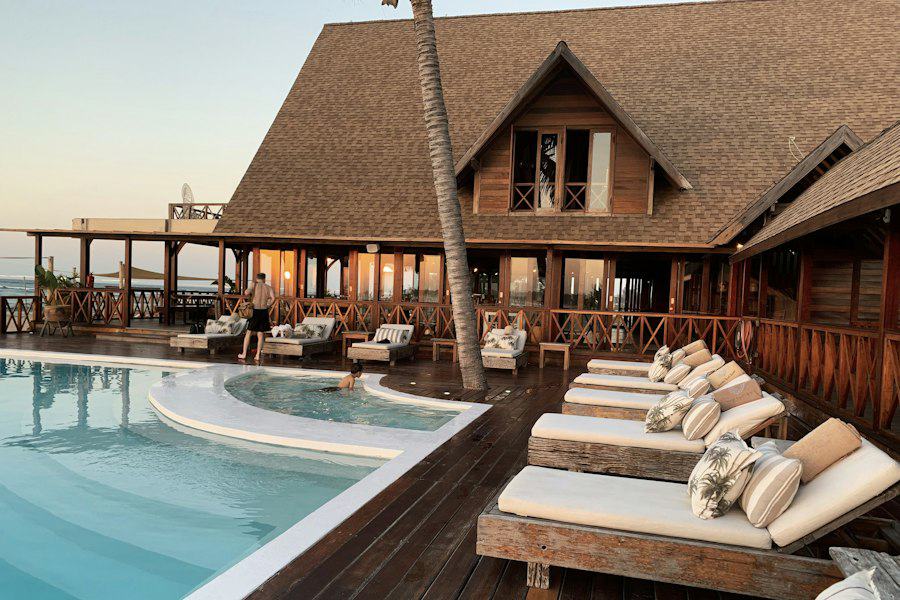 Hotel terrace with a swimming pool