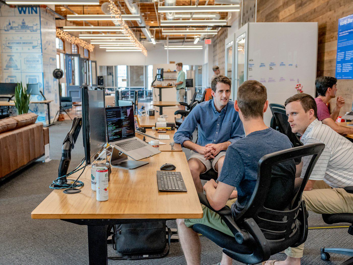 Team collaborating around a table