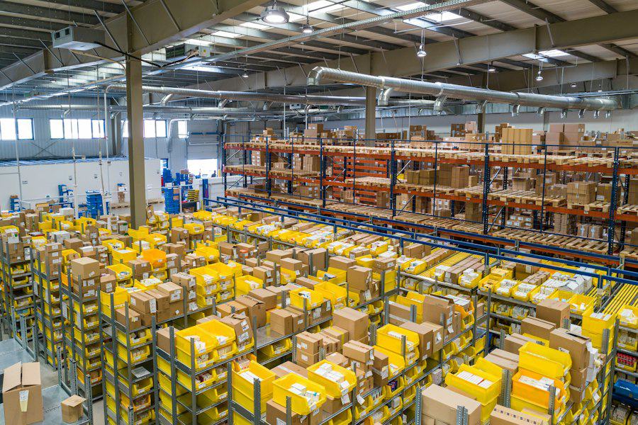 Large warehouse interior with racking